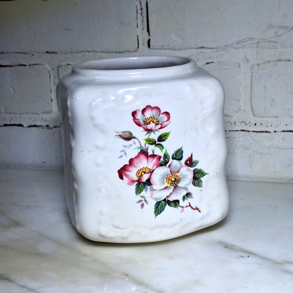 Vtg English Biscuit Jar/Canister WITHOUT Lid House of Webster Briar Rose Pattern